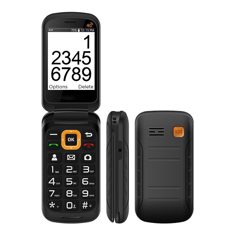 Big Button Flip Mobile Phone with SOS Button (Black)
